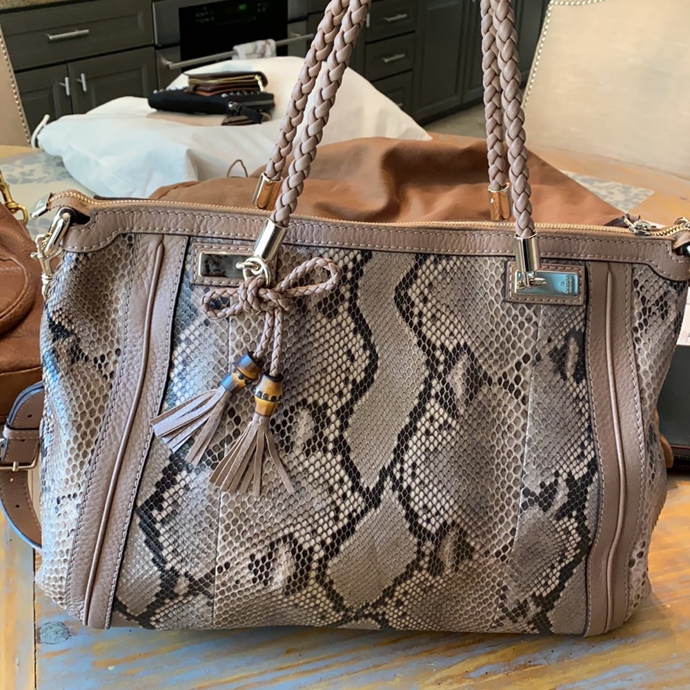Gucci Python & Leather Tote - image 2